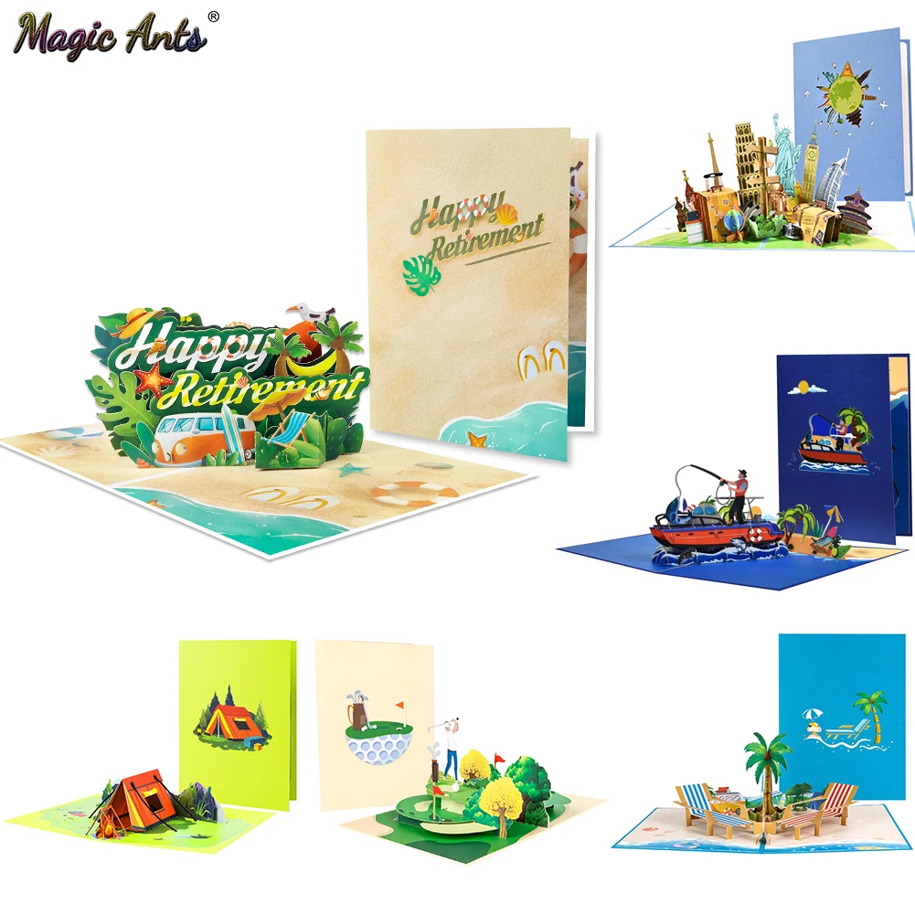 Pop Up Retirement Greeting Card for Travel Outdoor Themed