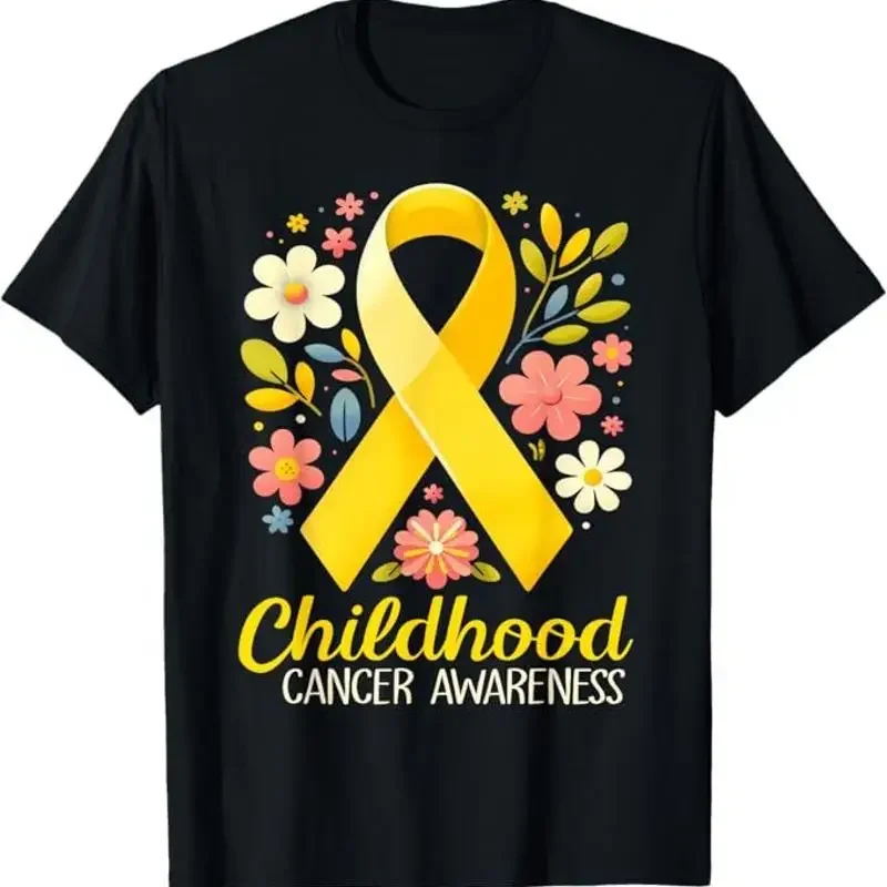 T-shirt pour filles, enfants et femmes avec ruban doré pour la sensibilisation au cancer de l'enfance