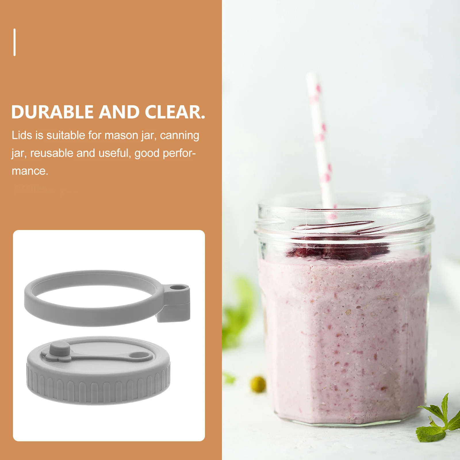 

Mason Jars Lids Silicone Bottle Cap Covers Preservation Wide Mouth Can Reusable Canning Grey for