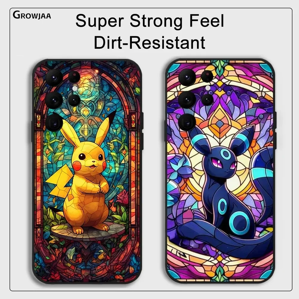 Pokemon Stained Glass Artwork Phone Case for Samsung Galaxy S24 Ultra S22 S23 Ultra S21 S20 Protective Silicone Funda