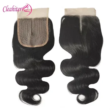 1/3/5Pcs Body Wave Hair Lace Closure 4x1 T Middle Part Transparent Lace Closure Brazilian Human Hair Swiss Lace With Baby Hair