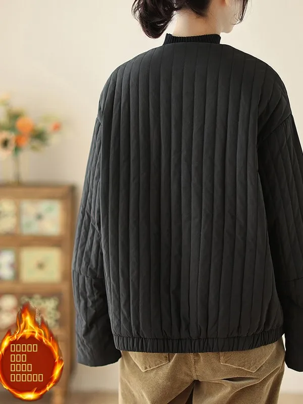 Retro redondo Ne Thiened invierno algodón Jaet suelto ajuste coreano Sle más tamaño adelgazante prendas de vestir exteriores ropa femenina