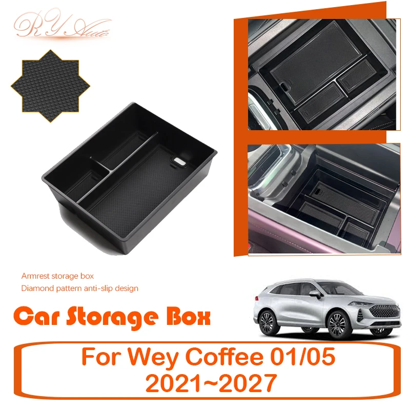 

Car Storage Box For GWM Wey Coffee 01 05 Mocha DHT-PHEV 2021~2027 Anti-dirty Armrest Center Console Box Interior Car Accessories