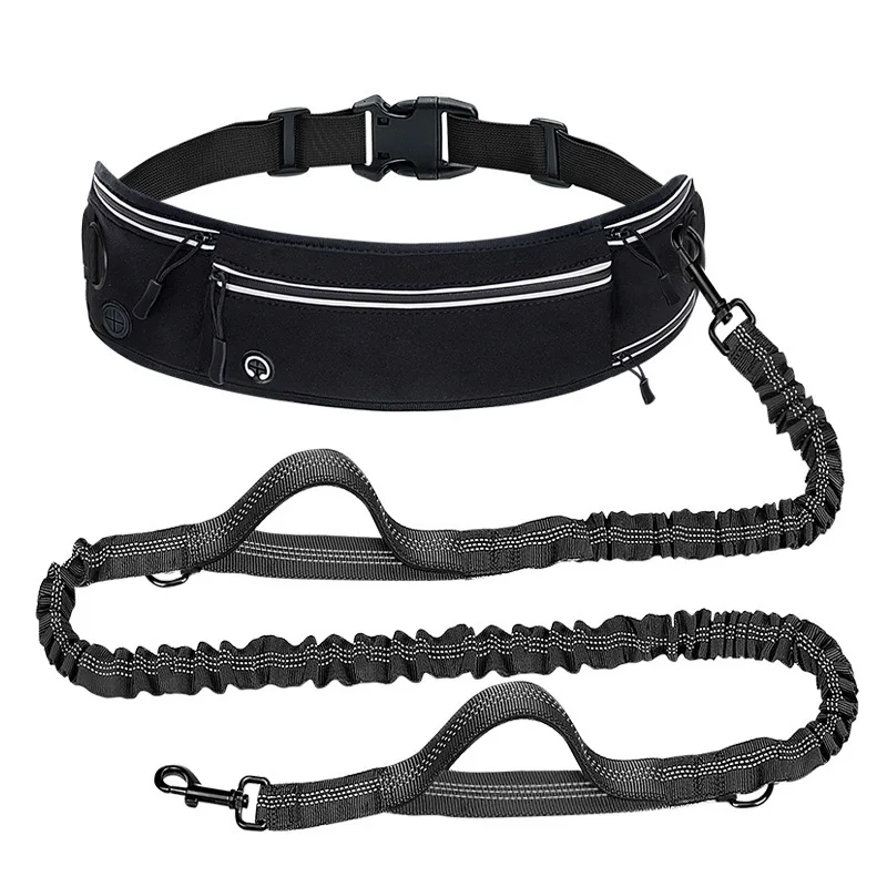 Explosion Proof Elastic Running Dog Walking Rope Nylon Reflective Multifunctional Stretchable Sports Waist Bag Pet Traction Rope