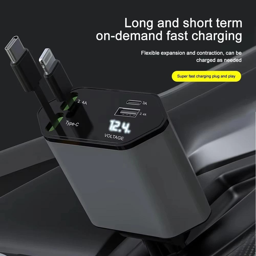 

Телескопическое автомобильное зарядное устройство со сверхбыстрой зарядкой мощностью 120 Вт, совместимое с телефонами Apple и Huawei