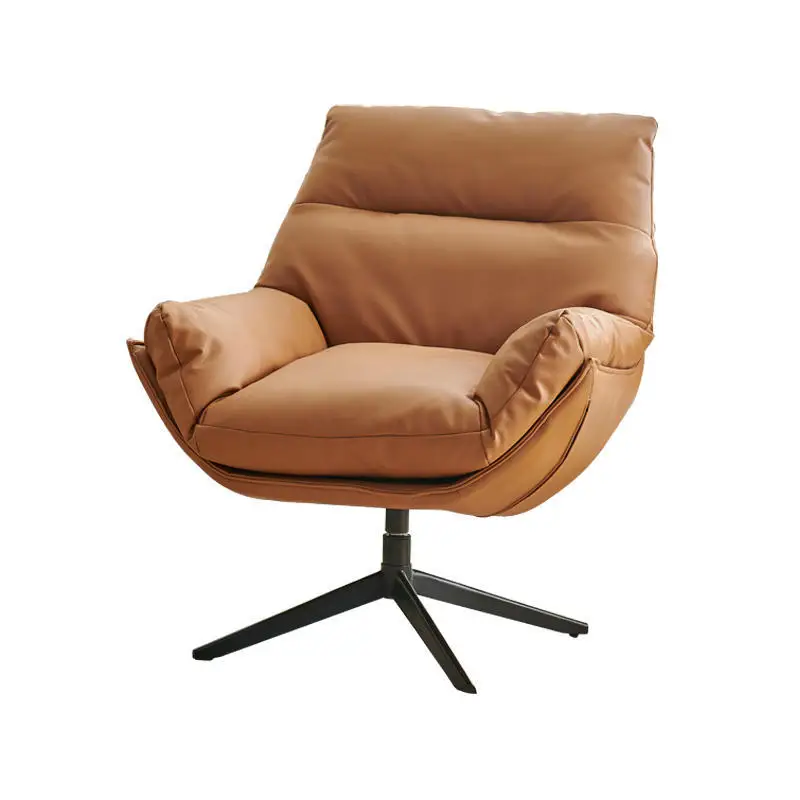 #Rotatable Genuine Leather Single Sofa Chair Minimalist Designer Leisure Lounge Chair For Living Room Balcony Lazy Seat