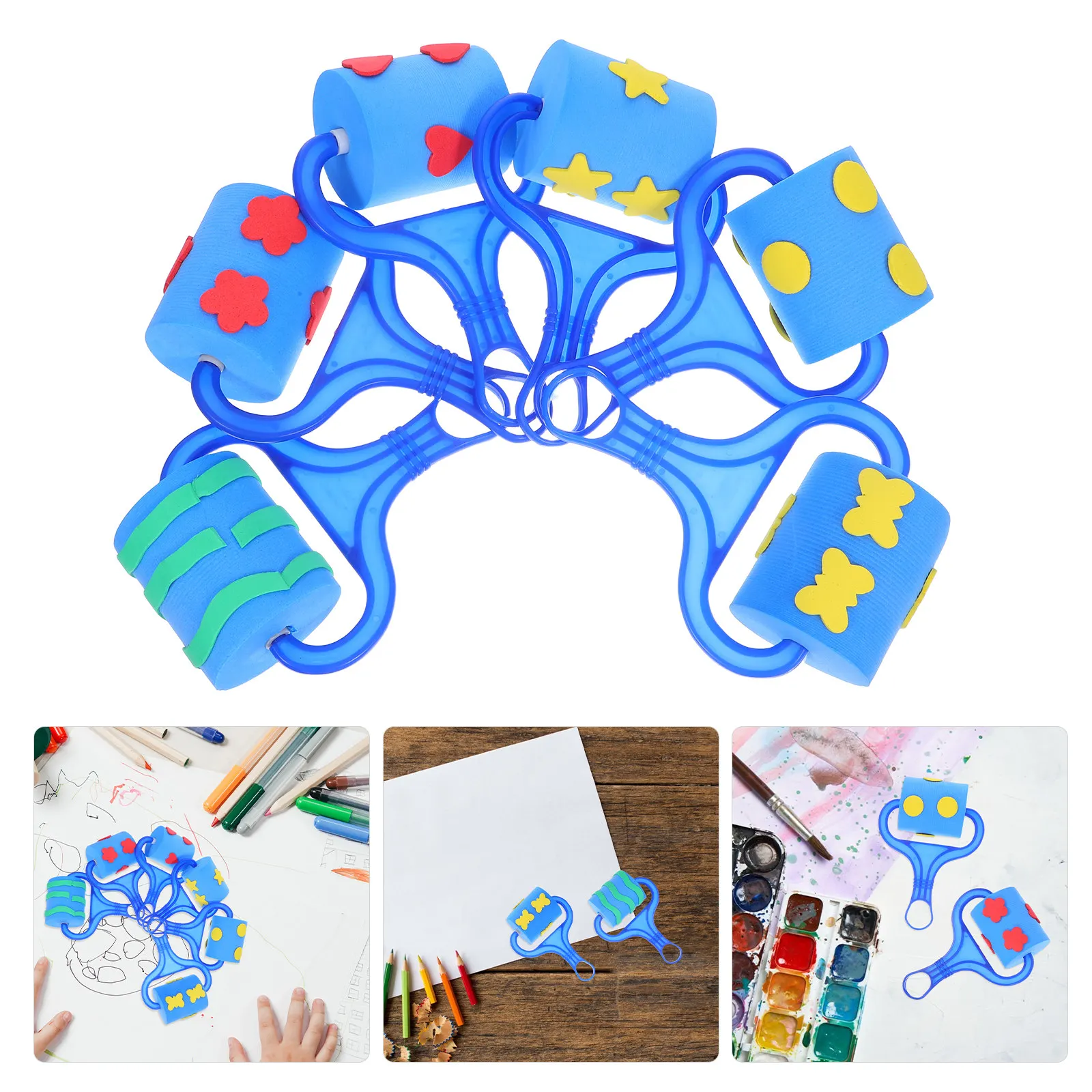 

Набор из 6 штампов-валиков для рисования для детей, набор губчатых кистей, подарок для творчества, инструменты для рисования для детей