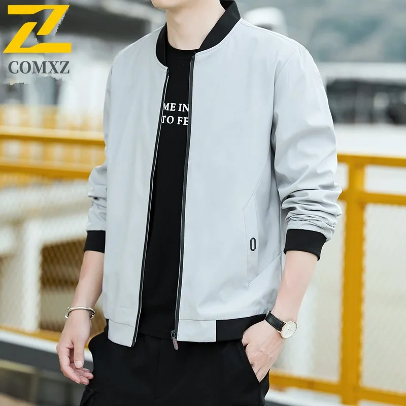 

COMXZ Premium Jacket Men Luxury Baseball Collar Korean Style Trendy Windproof Coat Fashion Handsome Casual Autumn Outerwear