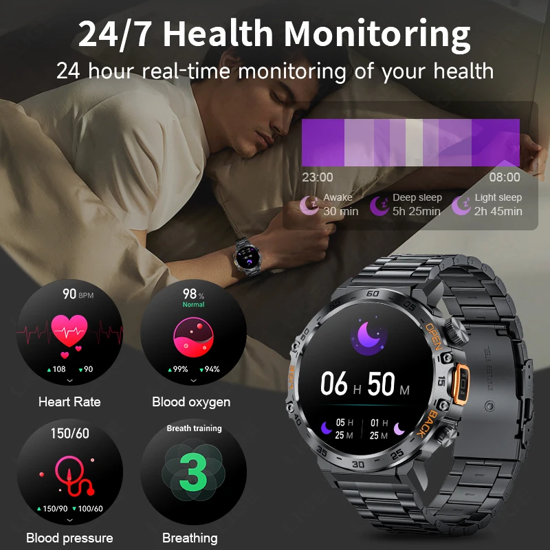 Jam Tangan Pintar 2025 Jam Tangan Pintar Pria 360*360 Layar HD AMOLED Tahan Air Jam Tangan Olahraga Kebugaran Senter Jam Tangan Pintar Pria Baru untuk Android IOS