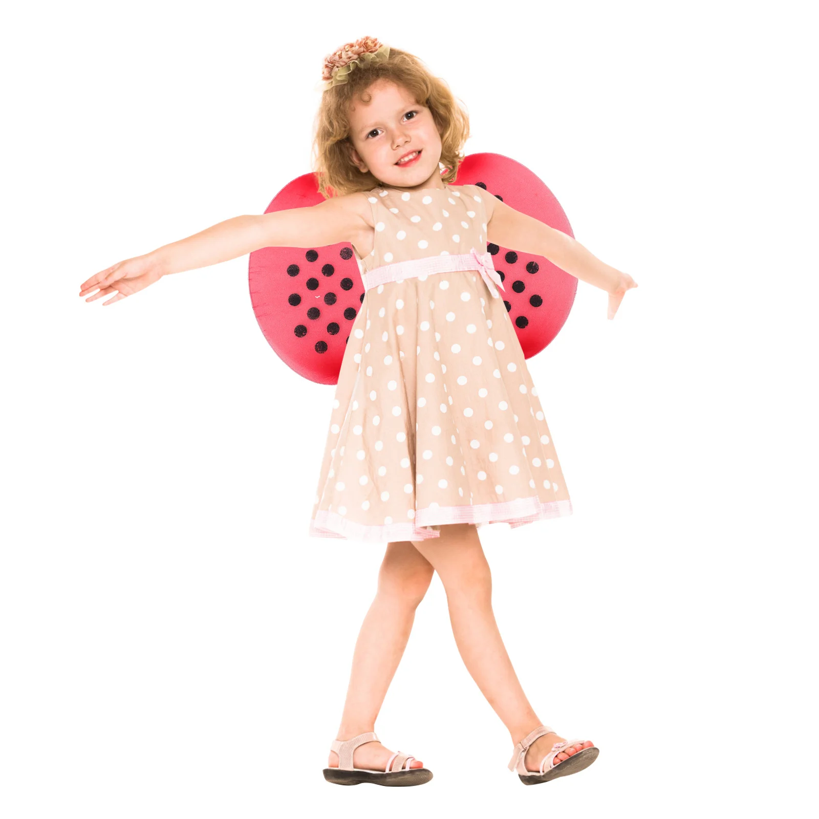 Inseto cosplay asas de joaninha dobráveis para trajes de festa de halloween acessório 120cm de comprimento durável vestir-se adereços