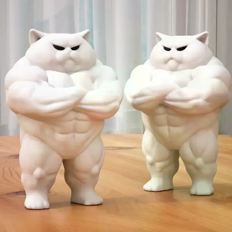 White Muscular Cat, Capybara, Cow, And Tiger Statues, Durable Plastic Home Decorations, Perfect Gift, Interior Living Room Décor