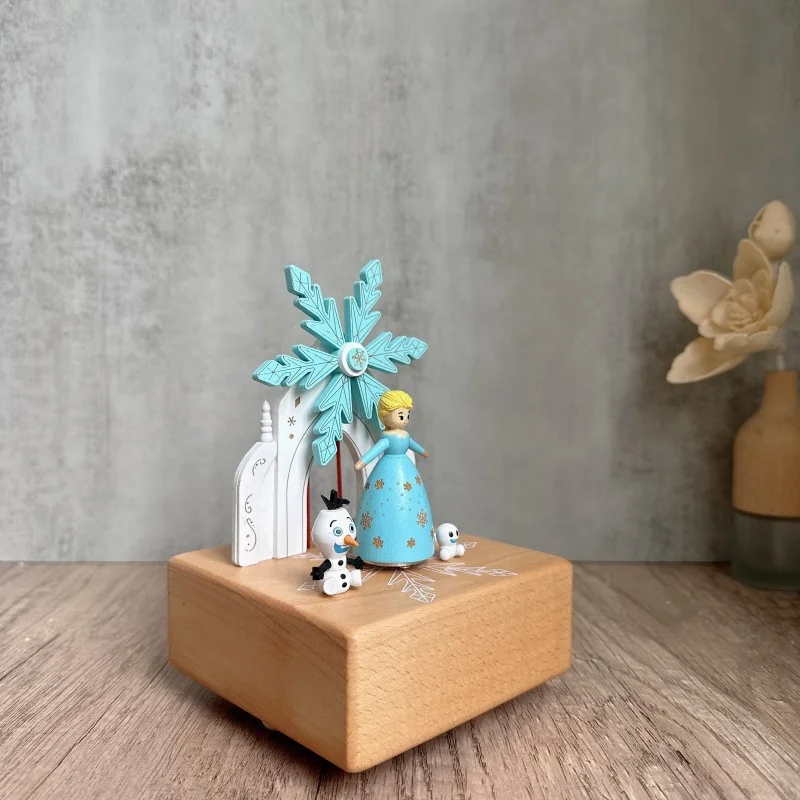 الأميرة ثلج ثمانية صندوق تشغيل الموسيقى طاحونة الدورية صندوق تشغيل الموسيقى خشبي المنزل سطح المكتب هدية مزخرفة الحرف الخشبية #2