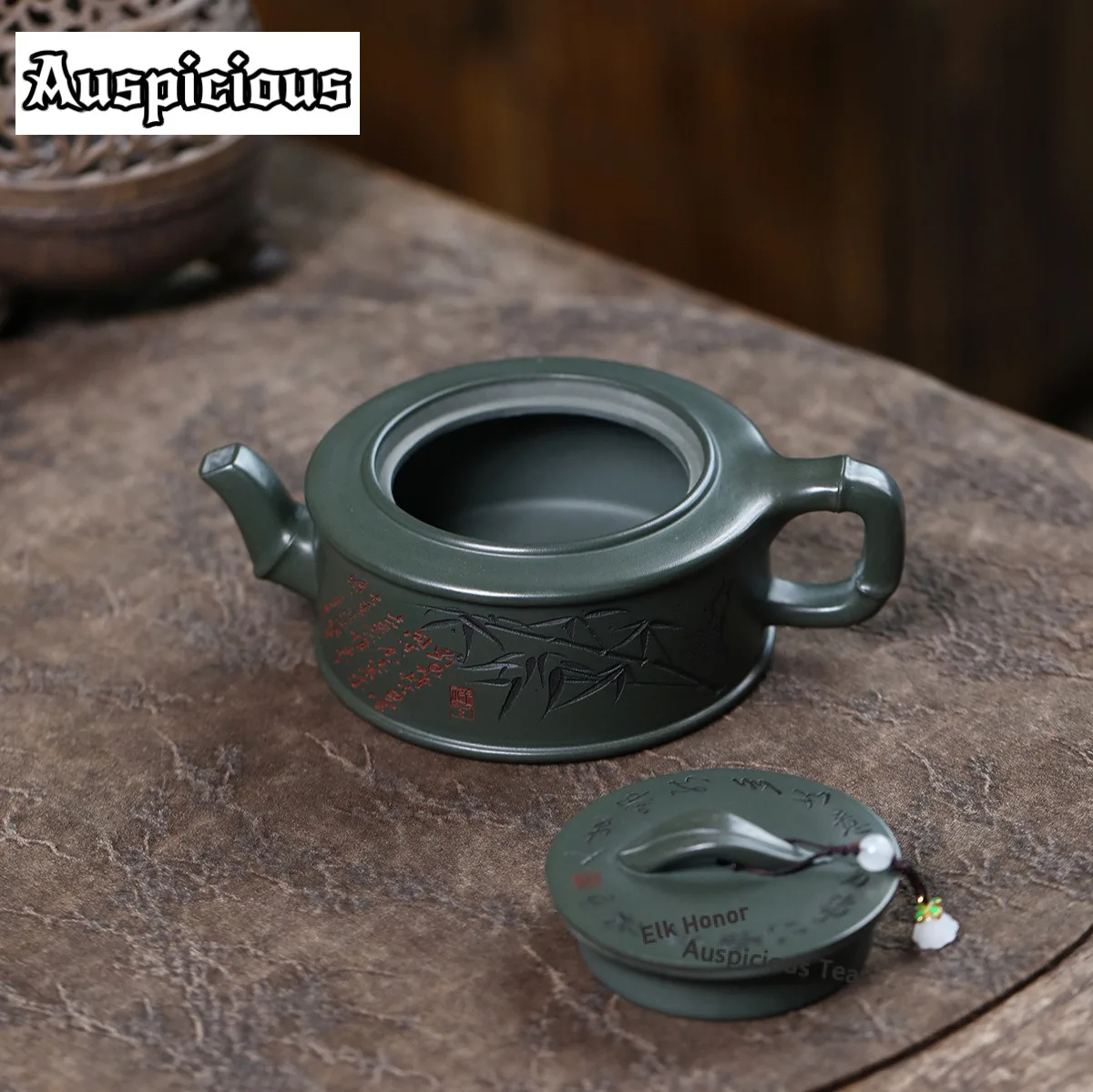 350ml  Yixing Purple Clay Teapots Famous Artists Handmade bamboo section Pot Raw Ore green Mud Kettle Zisha Tea Set Tableware