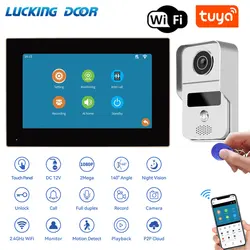 TUYA 1080P 7 10 Inch Color Touch Screen Wireless Wifi Video Doorbell Smart APP Home Intercom Kits for RFID Access Control System