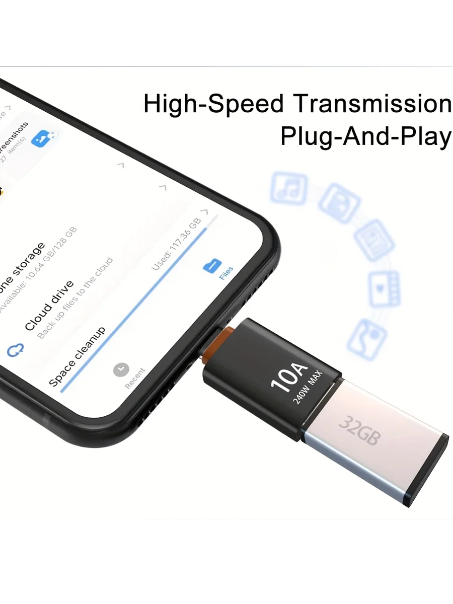 Adapter USB-C (żeński) na USB-A (męski) 10A OTG, szybkie ładowanie i transfer danych, do laptopa Xiaomi, Samsung, Oneplus — 2
