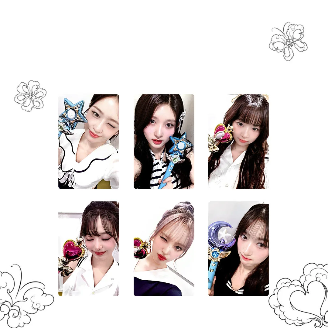 6Pcs/Set KPOP Wonyoung Leeseo 2nd New Album Photocards List Rei Yujin Gaeul Liz Cute Selfie Two Sides Lomo Cards Fans Gifts