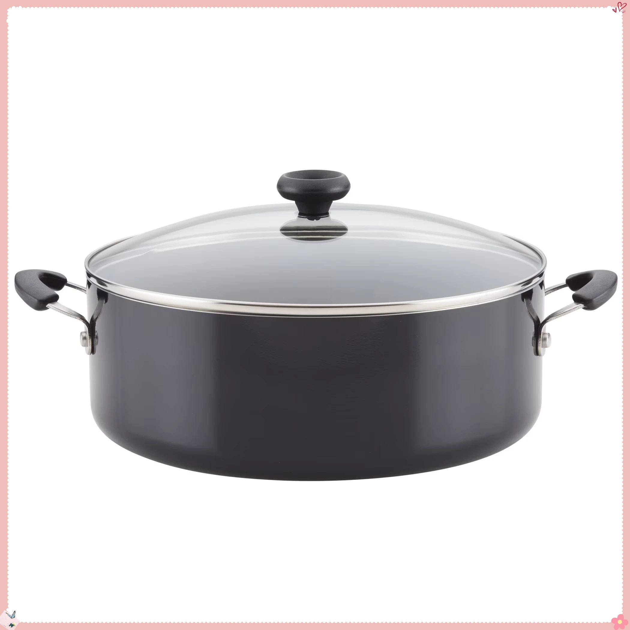 

8QT Black Nonstick Stockpot & Dutch Oven, Easy Clean & Dishwasher Safe for Soups, Stews & Pasta, Even Heating