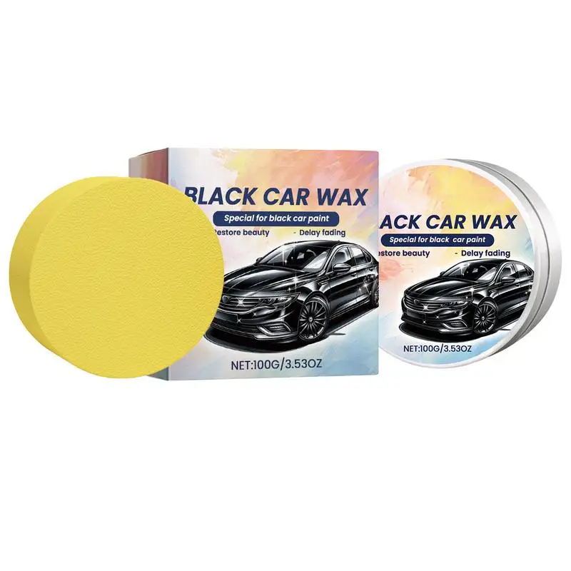 

100g Black Car Wax For Car Paint Care Waterproof Wax Renovation Polishing Protection Hydrophobic Coating With Waxing Sponge