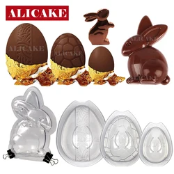 3D Chocolate Mold for Easter Egg Bunny Bomb Polycarbonate Candy Cake Decoration Rabbit Mould Baking Pastry Confectionery Tools