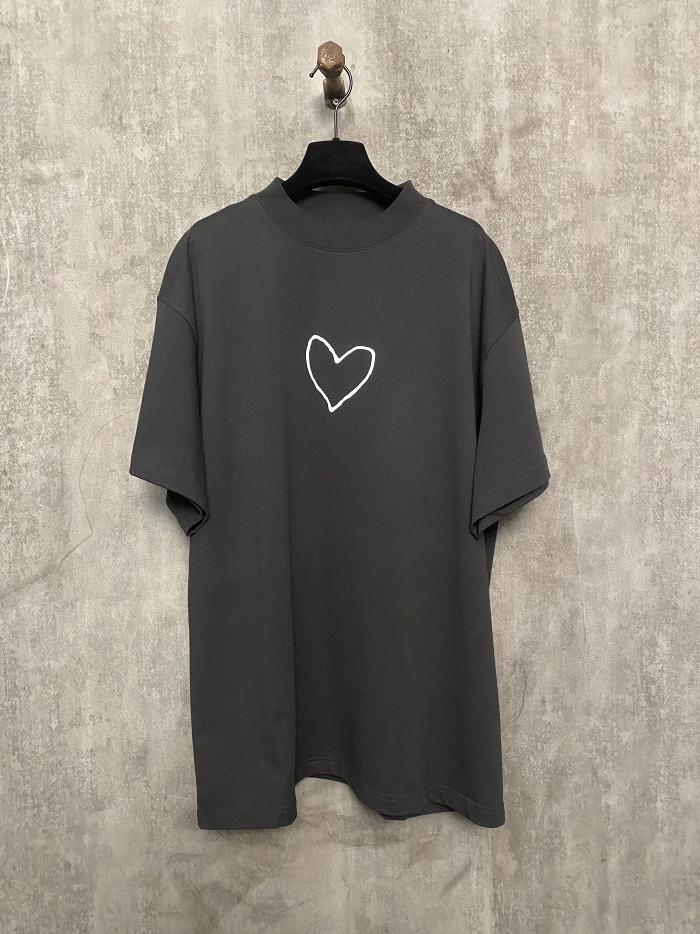 24SS 1:1 Best Version Rubber Heart Print T shirt Men Women Oversized Men Casual Cotton T-Shirt