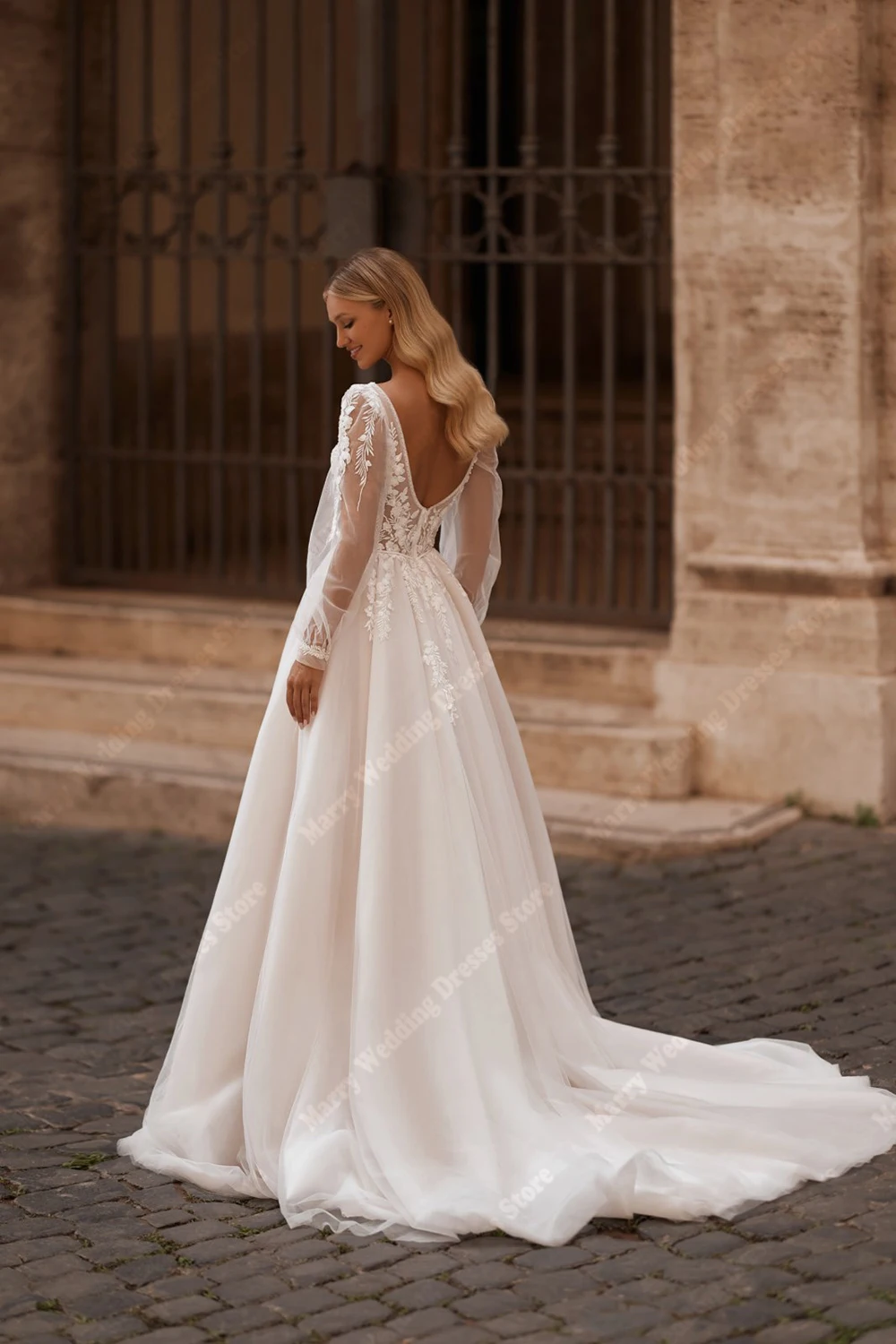 Elegant A-Line Women Wedding Dresses Luxurious Sexy Deep-V Neck Lace Decal Bridal Gown Princess Vestido De Noiva Customized 2026