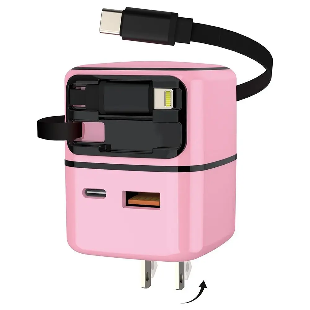 35W 4-in-1 Gan Charger Wireless High-Speed Charging Dual Retractable Phone Charger Safety with USB a/USB C Ports Wall Plug