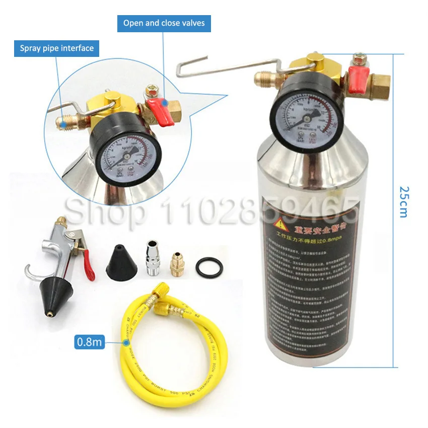 Automotive Air Conditioning Piping Condenser Canister Cleaning Bottle Kit Car A/C System Flush Set