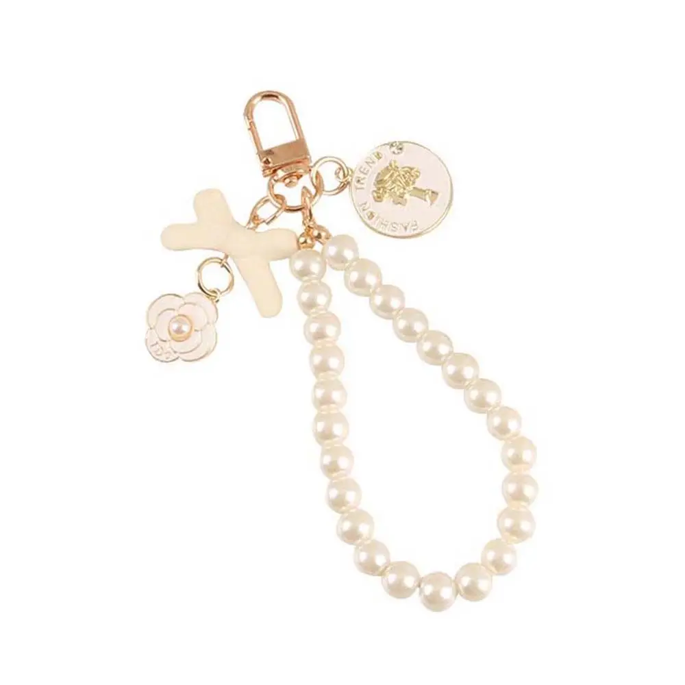 Toy Key Holder Imitation Pearl Jewelry Accessories Car Pendant Keyring Ornaments Pearl Keychain Bag Charm Key Rings Key Chain