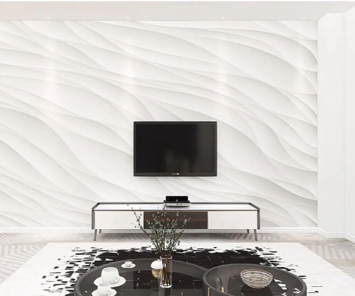 Customize wallpaper any size modern three-dimensional luxury white wave art photo painting living room background wall wallpaper