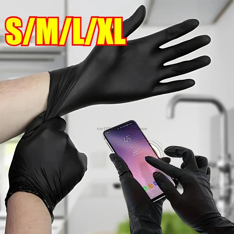 Black Xl Latex Gloves Pvc Gloves Disposable Nitrile Gloves Housework Cleaning Car Industry Gardening Cooking Tools