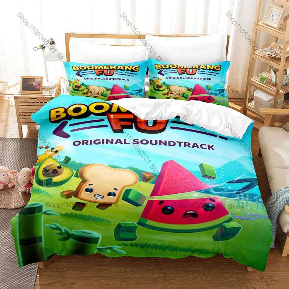 Soft Pastel Generic Cartoon Food Line Sketch 3Pcs Bedding Set Duvet Cover & Pillowcases Minimal Casual Home Textile