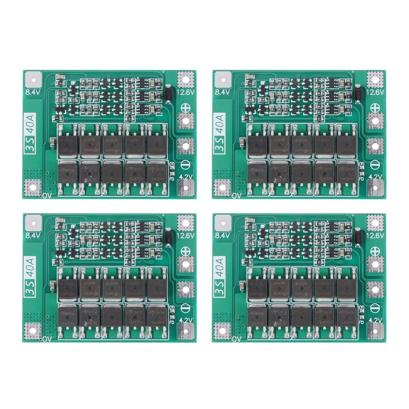 4X 3S 40A 18650 Li-Ion Lithium Battery Charger Protection Board Pcb Bms For Drill Motor 11.1V 12.6V Lipo Cell Module