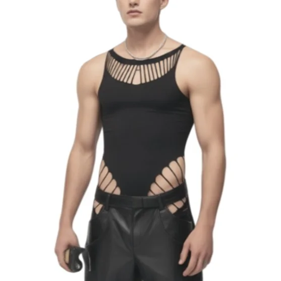 

Male 2026 Hollow Out Fishnet Bodysuits Men's Lingerie Club Nightwear