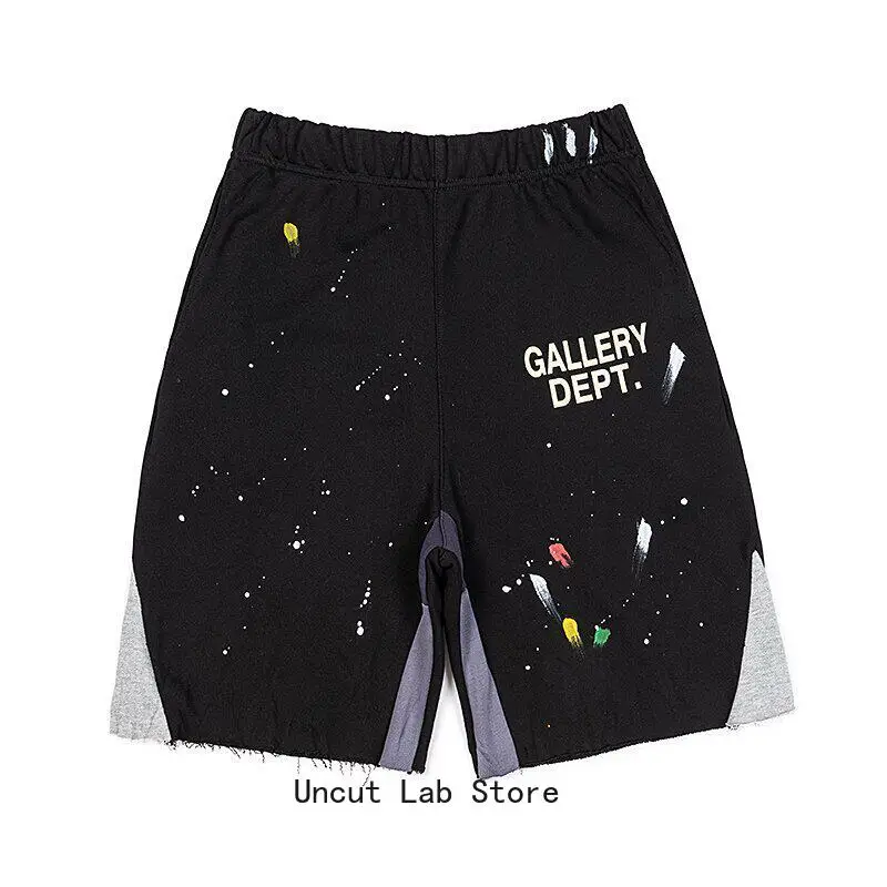 GALLERY DEPT splicing ink splashing edge tearing destruction pure cotton loose casual five-point pants
