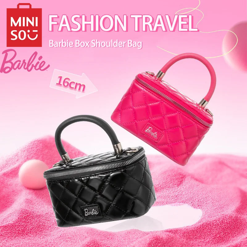 

MINISO Barbie Messenger Bag Rhombus Box Small Fragrance Chain One Shoulder Portable Kawaii Y2K Girls Fashion Anime Peripheral