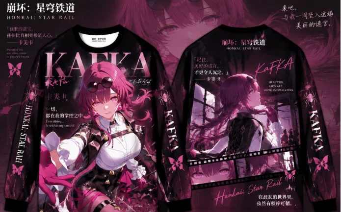 Honkai Star Rail Kafka 3D All‑Over Print Long Sleeve Sweatshirt Men Women Anime Game Pullover Tops