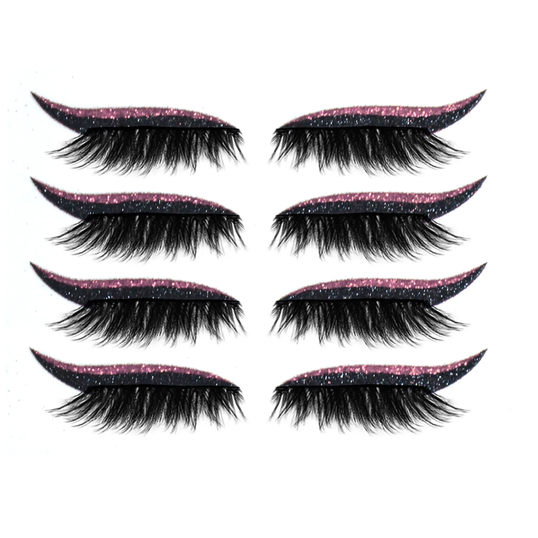 4pairs Glitter Eyeliner Eyelash Sticker Waterproof Reusable False Eyelashes Eyeliner Stickers Double Eyelid Tape Cat Eye Makeup