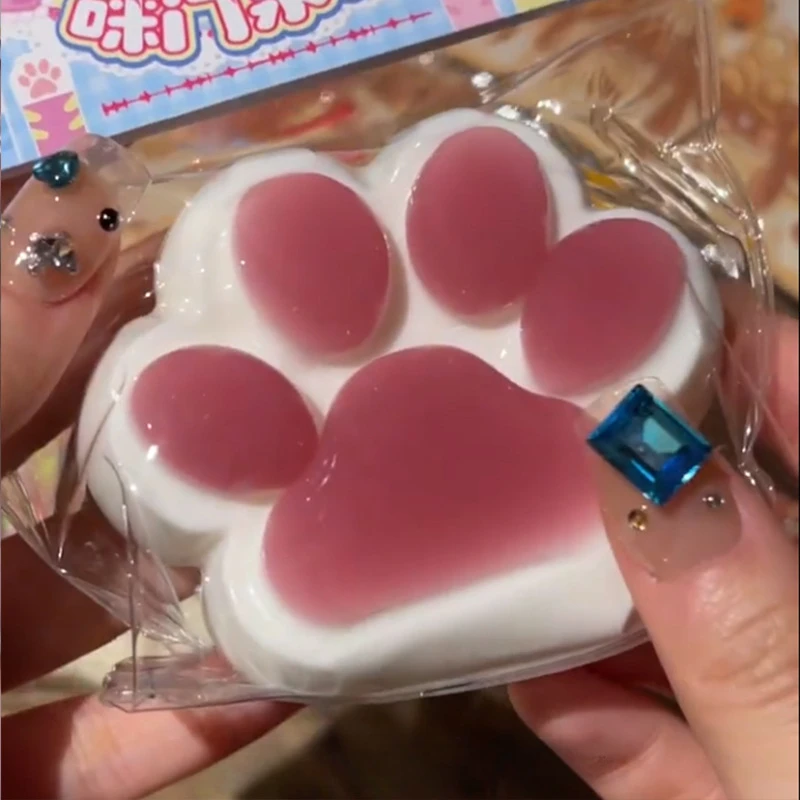 Cute Soft Squeeze Cat Paw Toy Sticky Decompressing Jelly Pinch Stress Relief Slow Rebound Silicone Anti Stress Kids Adults Gift