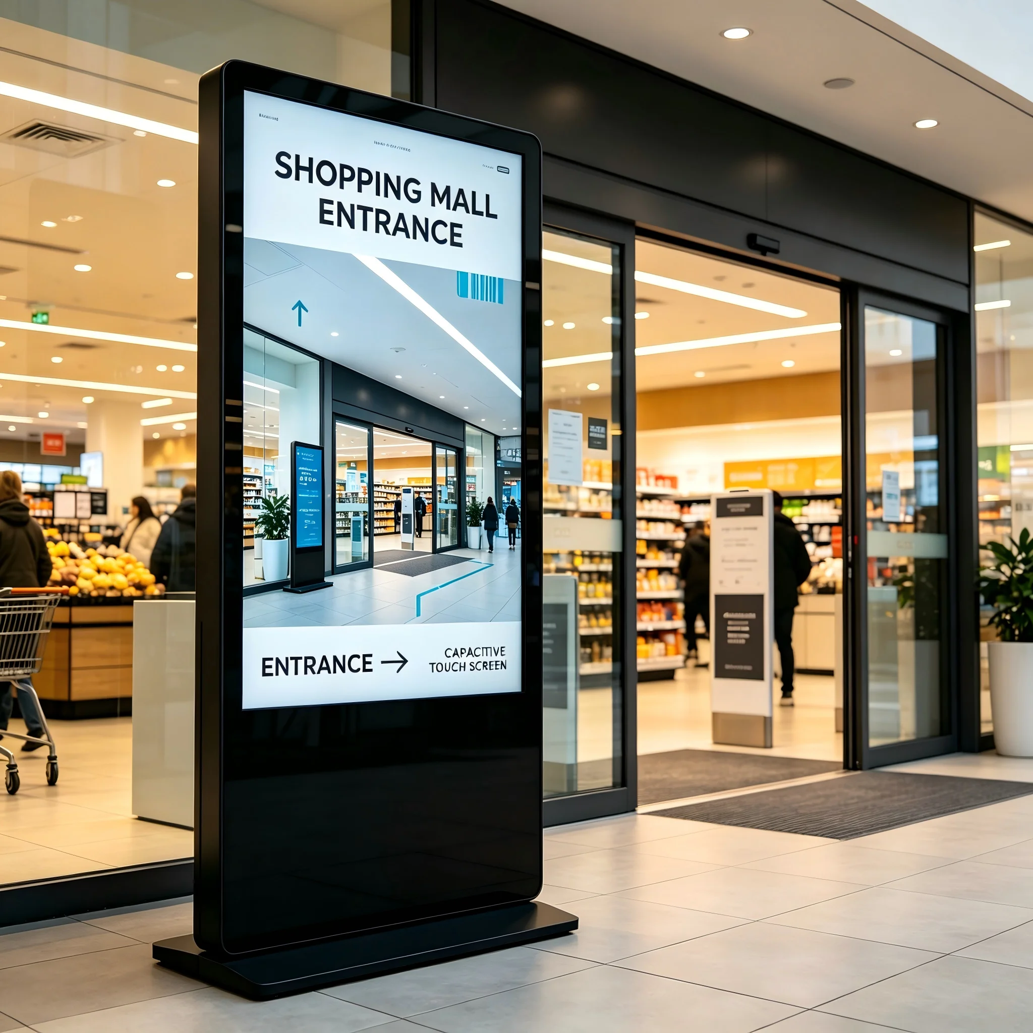 55-Inch Indoor 4K Waterproof LED Advertising Display Floor Standing Touch Screen Digital Signage For Shopping Mall/School/Public
