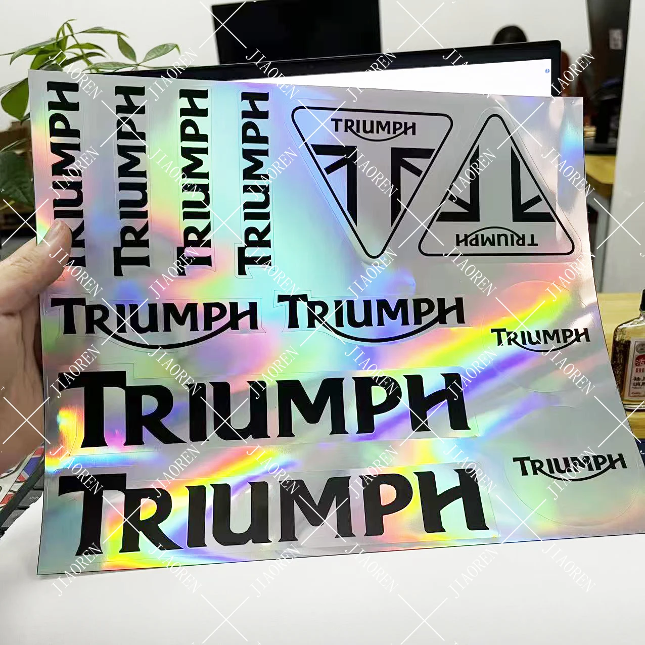 

Halloween Laser Reflective Triumph Sticker Motorcycle Decal Logo