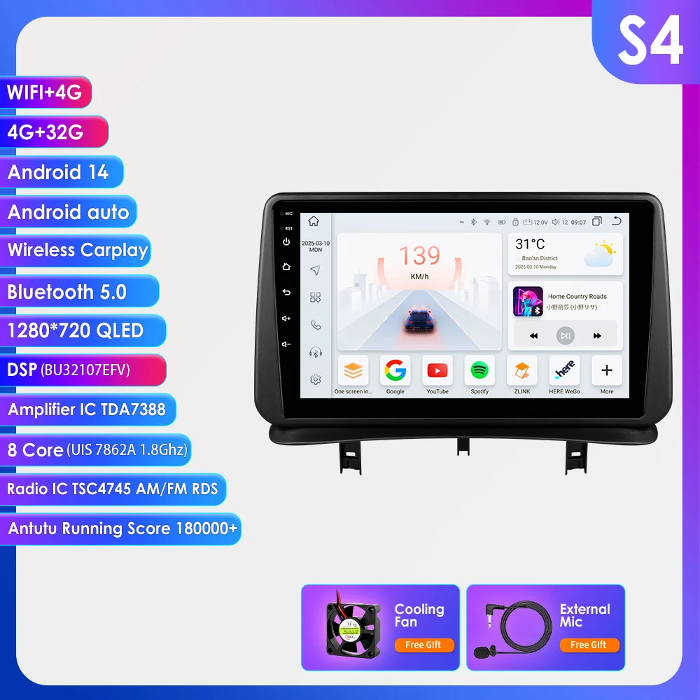 Hizpo 7862 autoradio multimediaspeler voor Renault Clio 3 2005-2014 draadloze CarPlay Android Auto navigatie GPS 2din autoradio