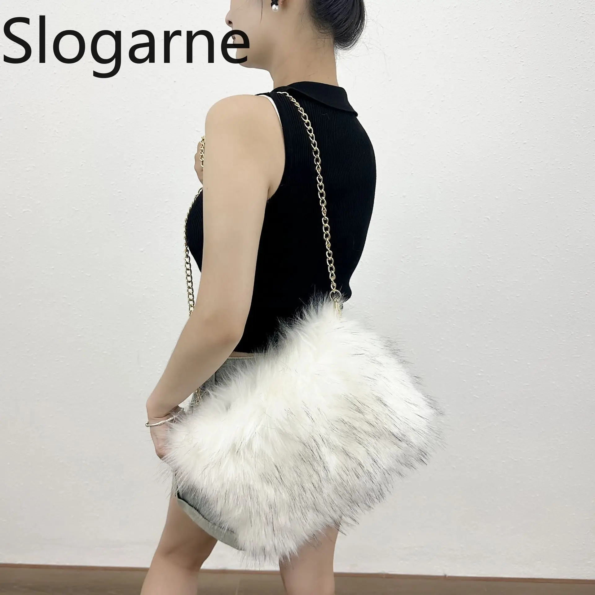 Nuova borsa a tracolla dolce pelosa da donna elegante borsa in pelliccia carina autunno inverno 2025 nuova borsa a tracolla soffici borse a tracolla invernali