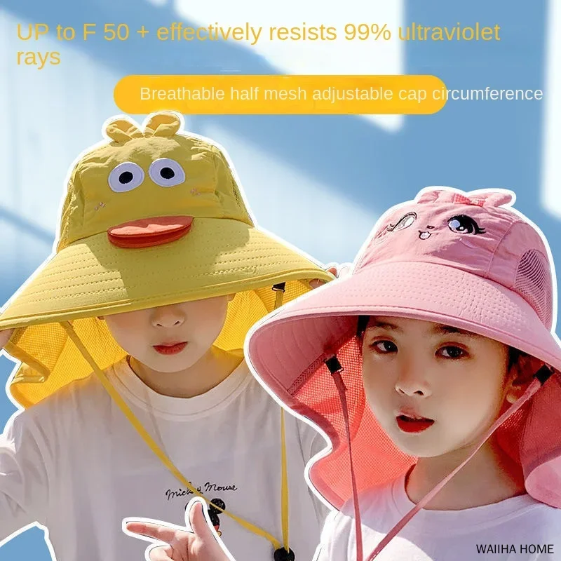 Atmungsaktive Cartoon Dinosaurier Kinder Fischer Mütze Jungen Mädchen UV-Schutz Sommer Baby Eimer Hut doppelseitige Strand Sonnen hüte