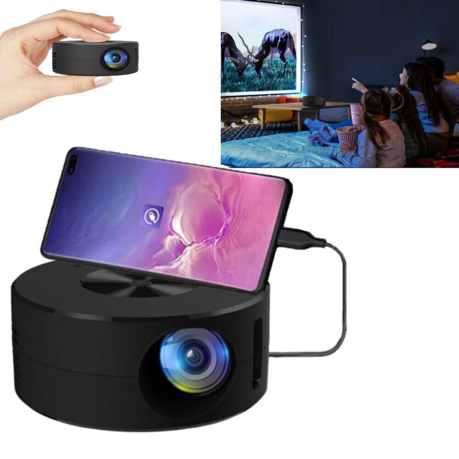 

Eye Protection Portable HD LED Mini Black Projector For Android iPhone Home Theater Cinema