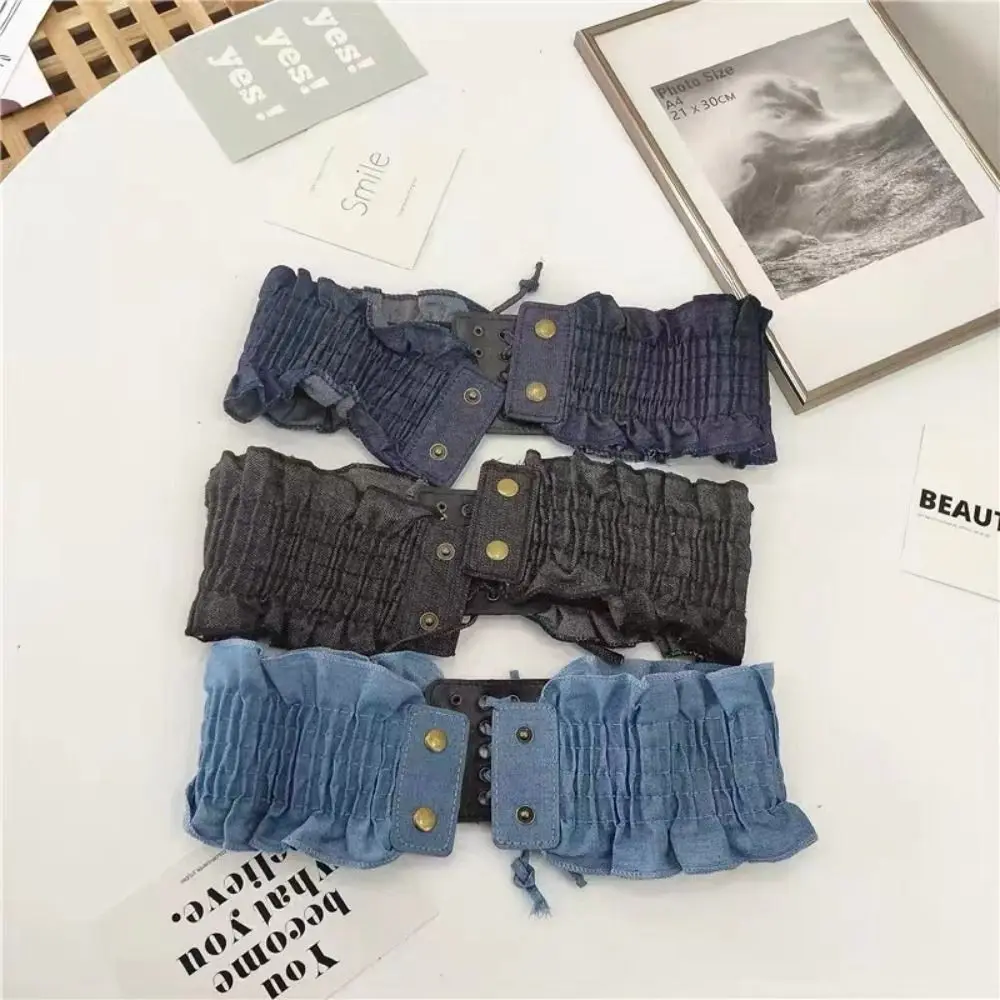 Abnehmen Tuch Denim Stretchy Cummerbunds Hohe Taille Spitze Weiblichen Bund Kleid Gürtel Elastischen Breiten Taille Gürtel Weibliche