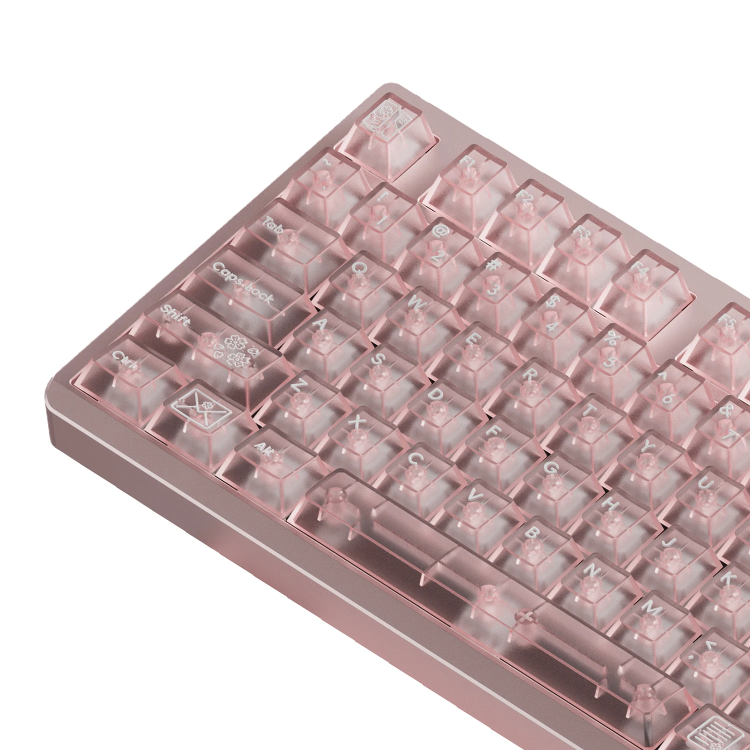 idobao Sakura Cherry Keycaps Transparent Key Cap Set Pink Cute Keycap Custom Key Caps for Mechanical Keyboard Gaming