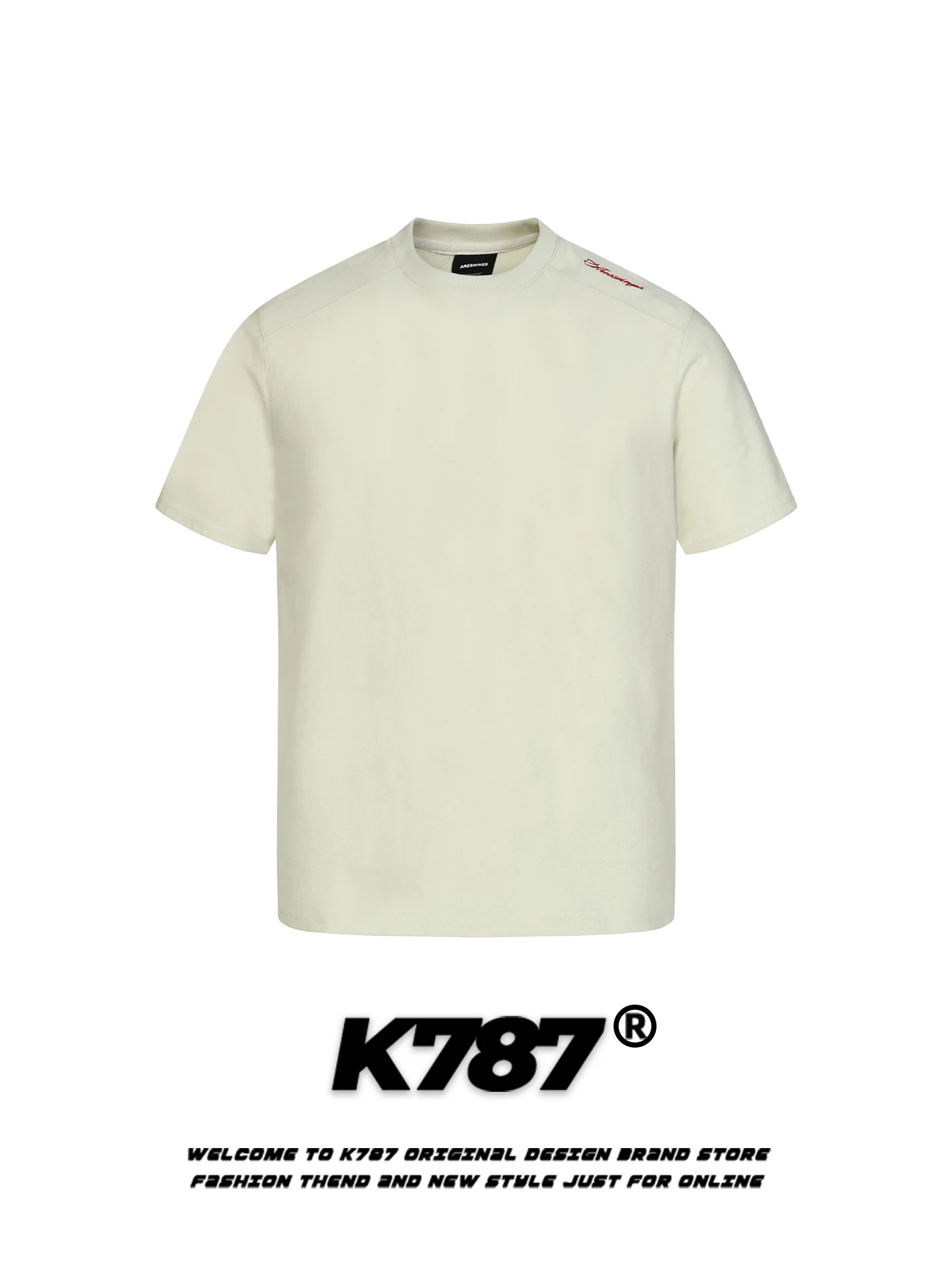 

Футболка K787 в американском повседневном стиле с вышивкой, свободного кроя, для города, простая, парная, молодежная, из хлопкового бленда