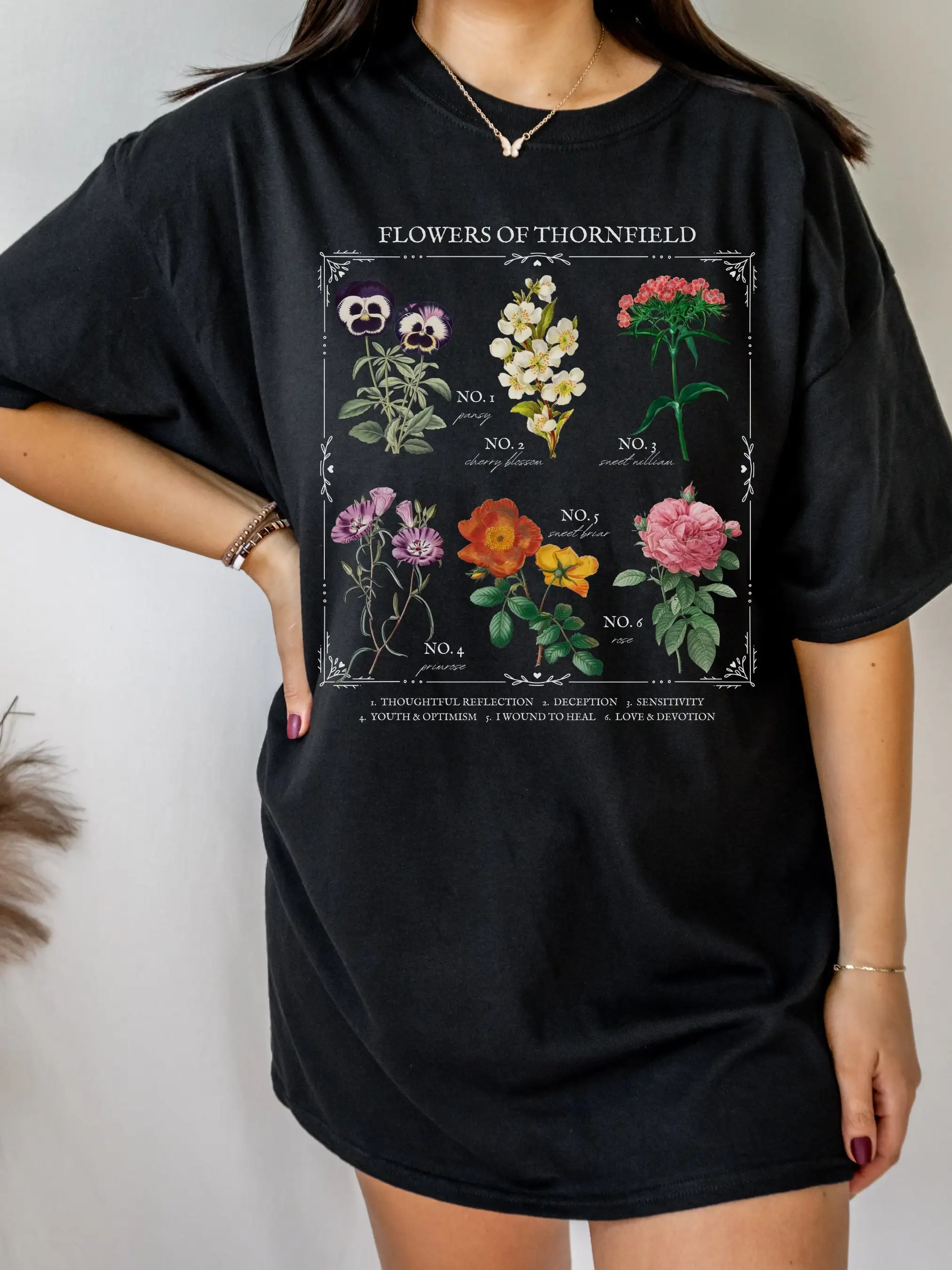 Jane Eyre Literary Flower Chart Herbology Floral Tee Shirt Bookworm Gift Charlotte Bronte Poet Literature Shirt Dark Academia