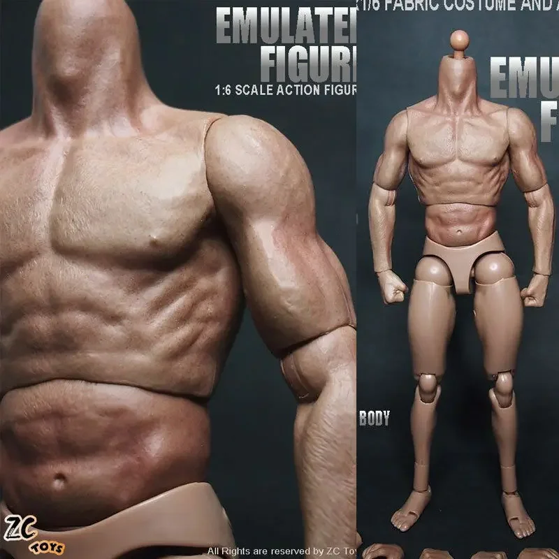 ZCTOYS S001 S002 Corps articulé super flexible à muscles pour homme, échelle 1/6, 12 pouces, corps de figurine d'action de soldat musclé et en forme, jouets de poupée