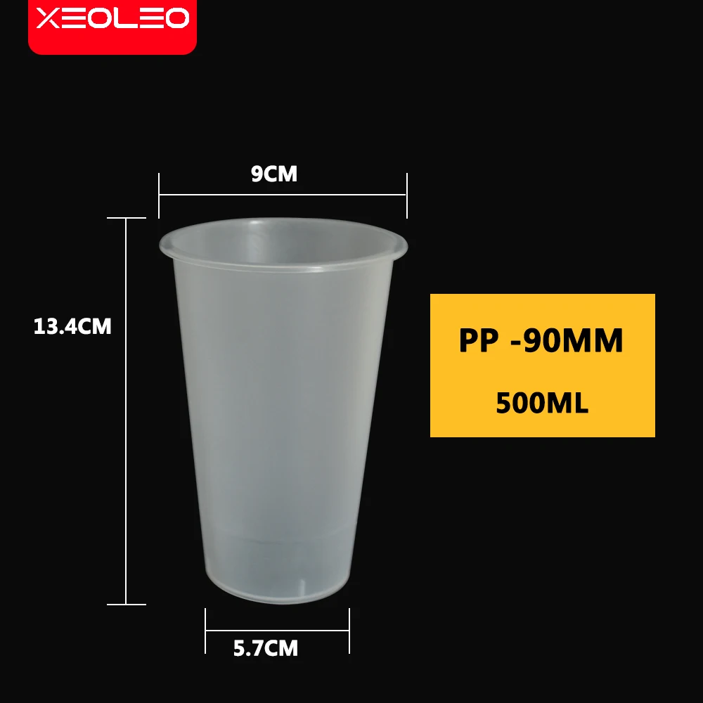 XEOLEO 500pcs Bubble tea cup ɸ90mm Mouth diameter 500ml/700ml Frosted Cup without lid Opaque cup for Cold drink/Milk tea